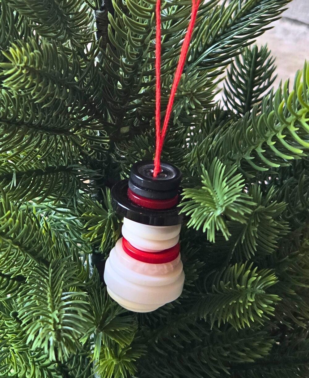 Snowman Button Christmas Ornament – Handmade Holiday Decor & Whimsical Gift